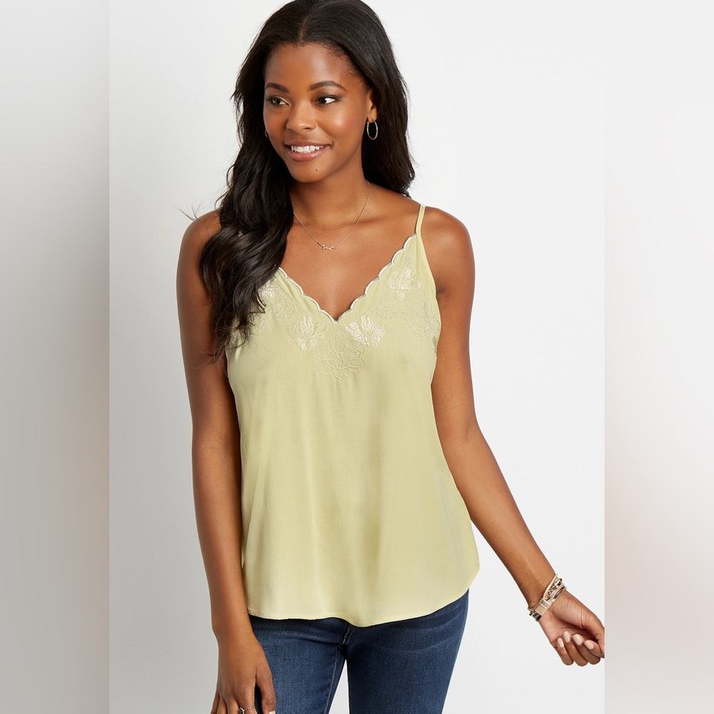 NWT. Maurice’s Medium yellow spaghetti strap v neck blouse